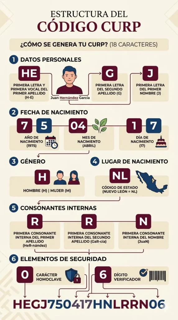 nfographics of Estructura del código CURP
